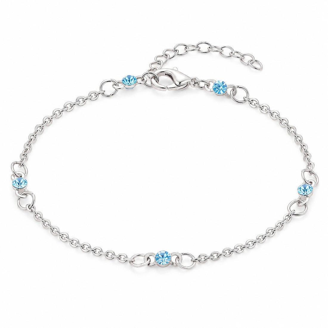 PRAO Anklet Anti-Tarnish Blue Crystals