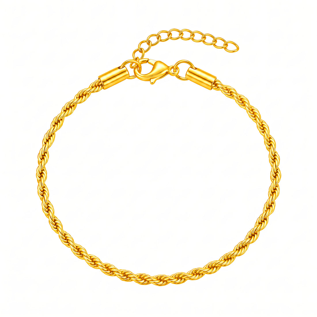 PRAO Anklet Anti-Tarnish Gold Plated Textured Rope Chain
