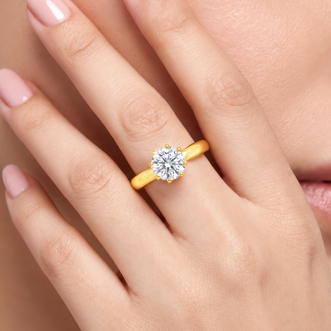 PRAO Ring Anti-Tarnish Solitaire Crystal (Adjustable Size)
