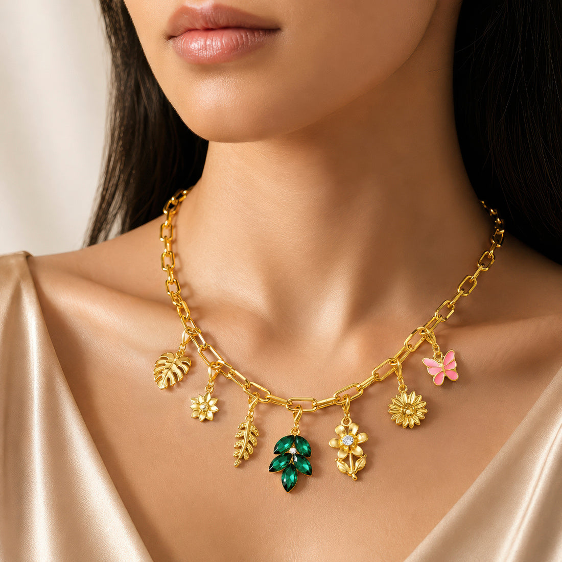 PRAO Necklace Anti-Tarnish Nature Charms