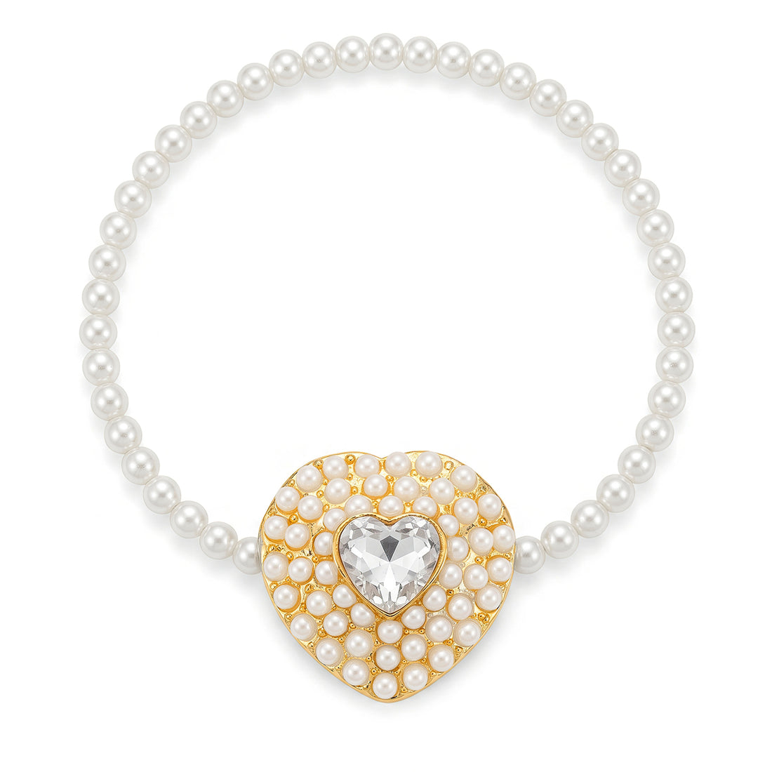 PRAO Bracelet Anti-Tarnish Pearl Heart Crystal (Adjustable Size)