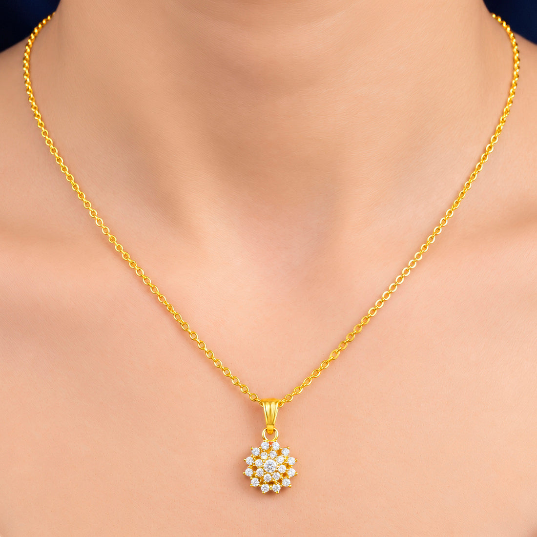 PRAO Necklace Anti-Tarnish Tiered Floral Crystal Cluster