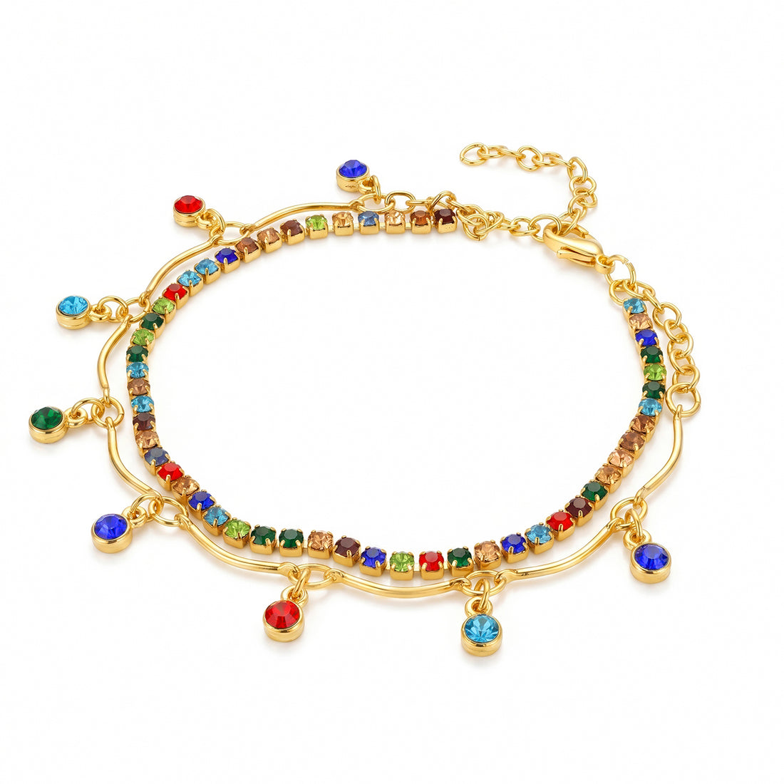 PRAO Anklet Anti-Tarnish Multicoloured Charms