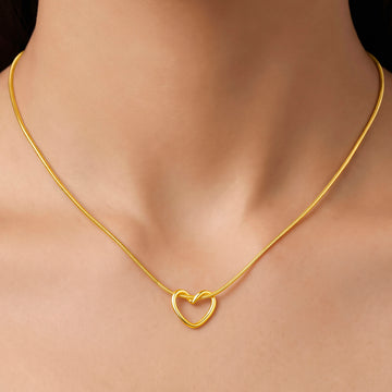 PRAO Necklace Anti-Tarnish Open Heart Snake Chain