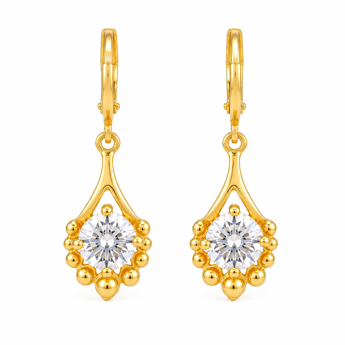 PRAO Earrings Anti-Tarnish Crystal Teardrop Huggie Dangle