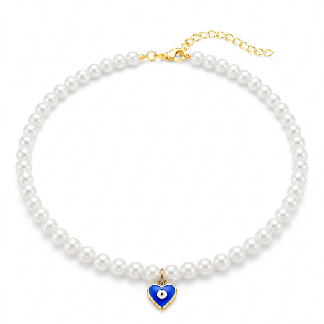 PRAO Necklace Anti-Tarnish Pearl Evil Eye Pendant Set