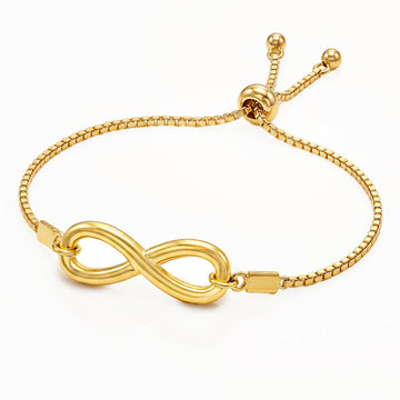 PRAO Bracelet Anti-Tarnish Gold Plated Infinity Set (Adjustable Size)