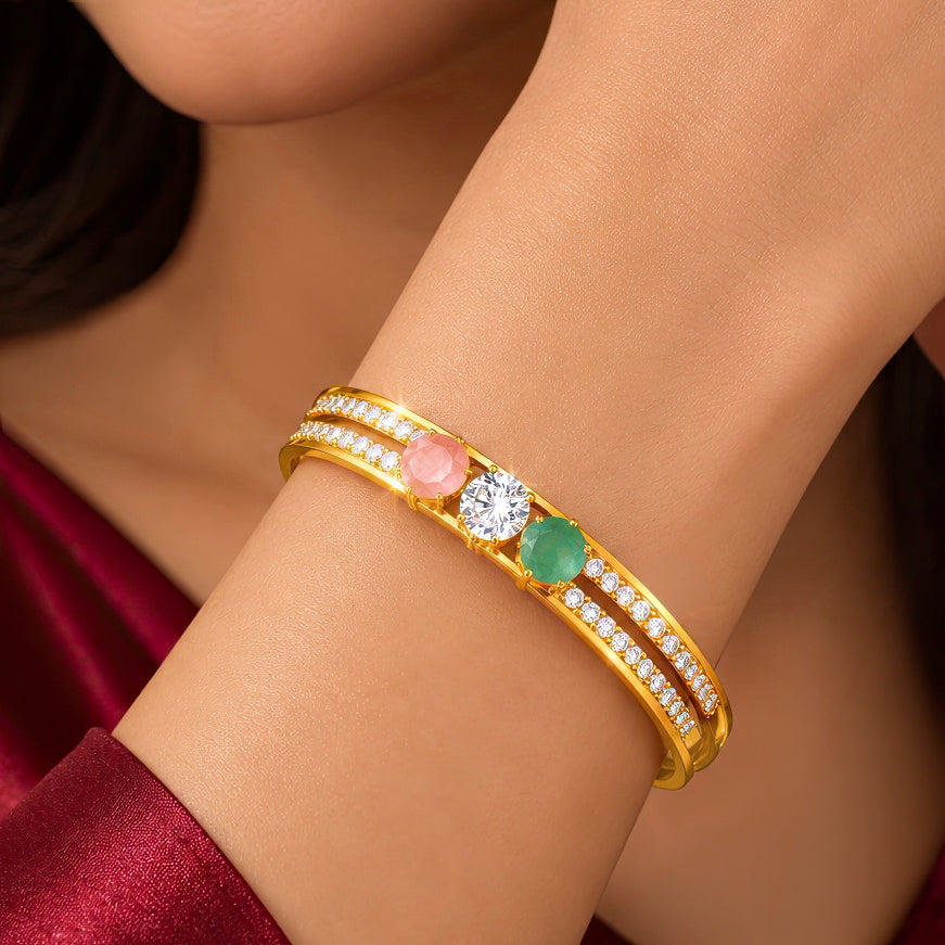 PRAO Bracelet Anti-Tarnish Gold Plated Multicoloured Bangle (Adjustable Size)
