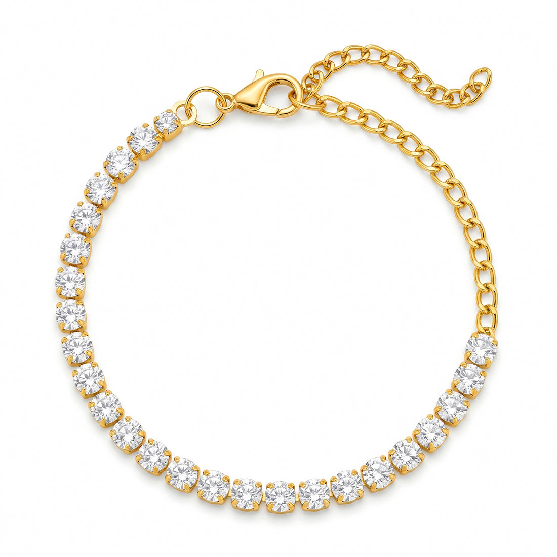 PRAO Bracelet Anti-Tarnish Gold Plated Round Crystals (Adjustable Size)