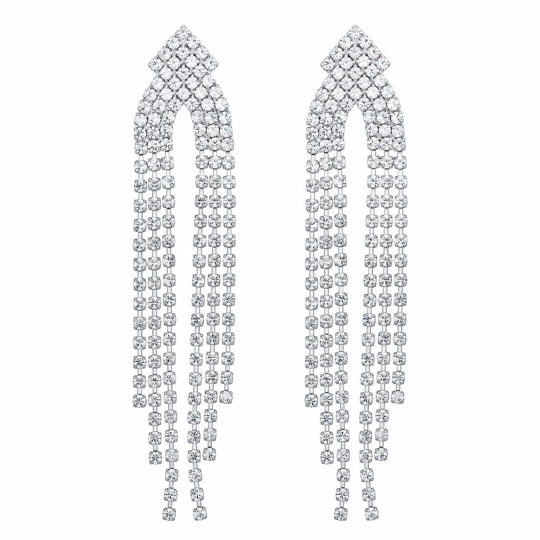 PRAO Earrings Anti-Tarnish Geometric Crystal Chain Dangle