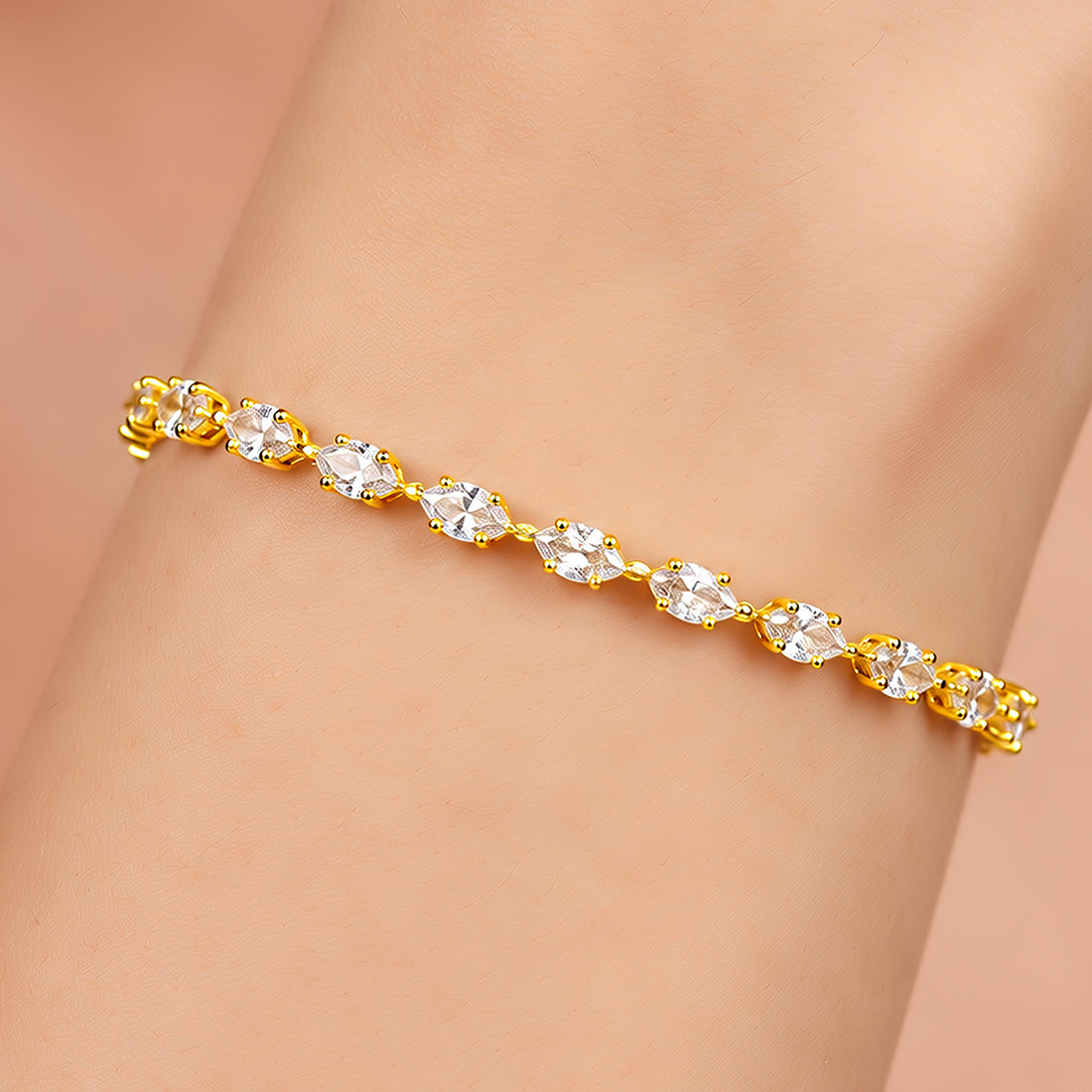 PRAO Bracelet Anti-Tarnish Small Marquise Crystal (Adjustable Size)