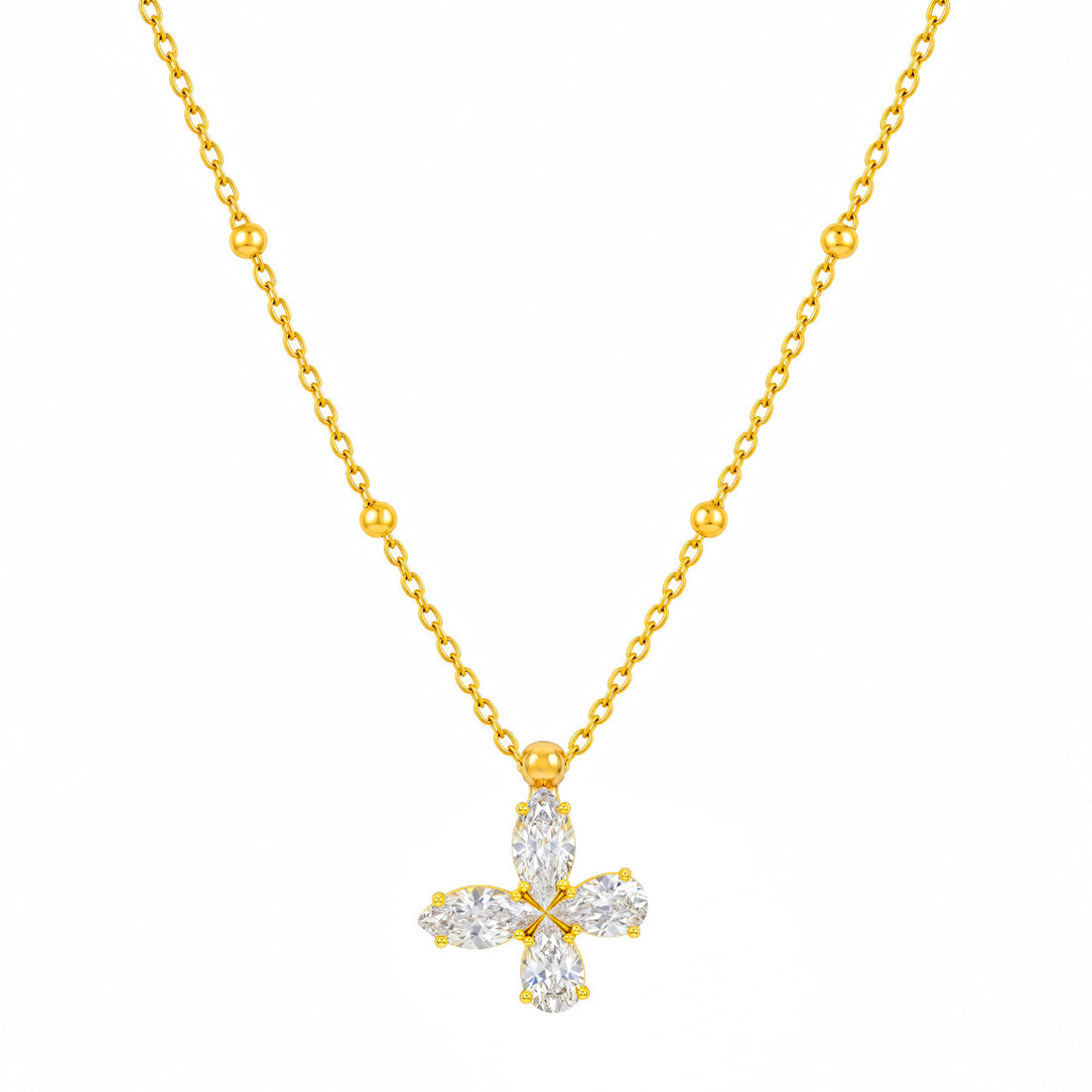 PRAO Necklace Anti-Tarnish Crystal Butterfly Pendant