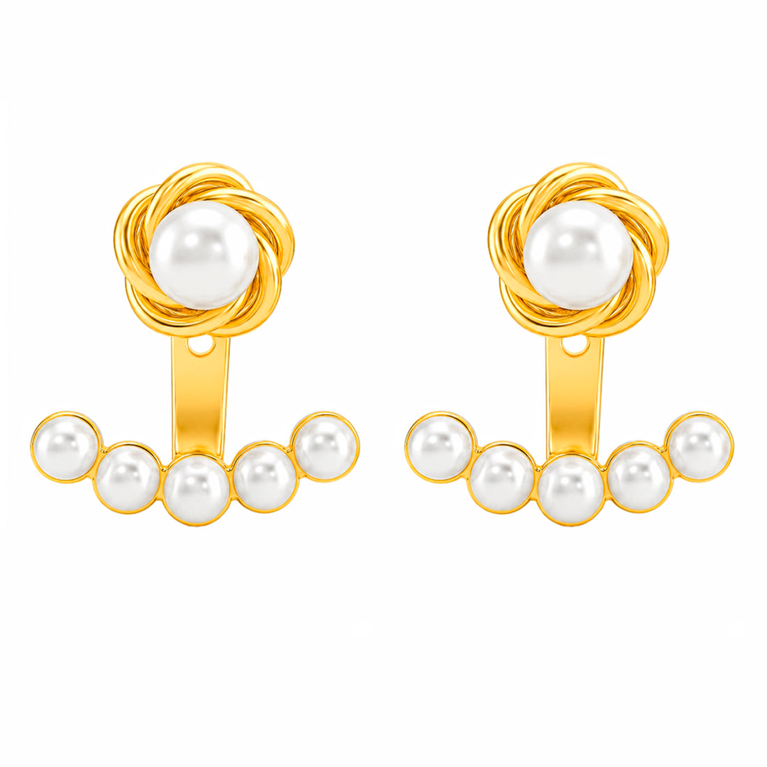 PRAO Earrings Anti-Tarnish Pearl Arc Jacket