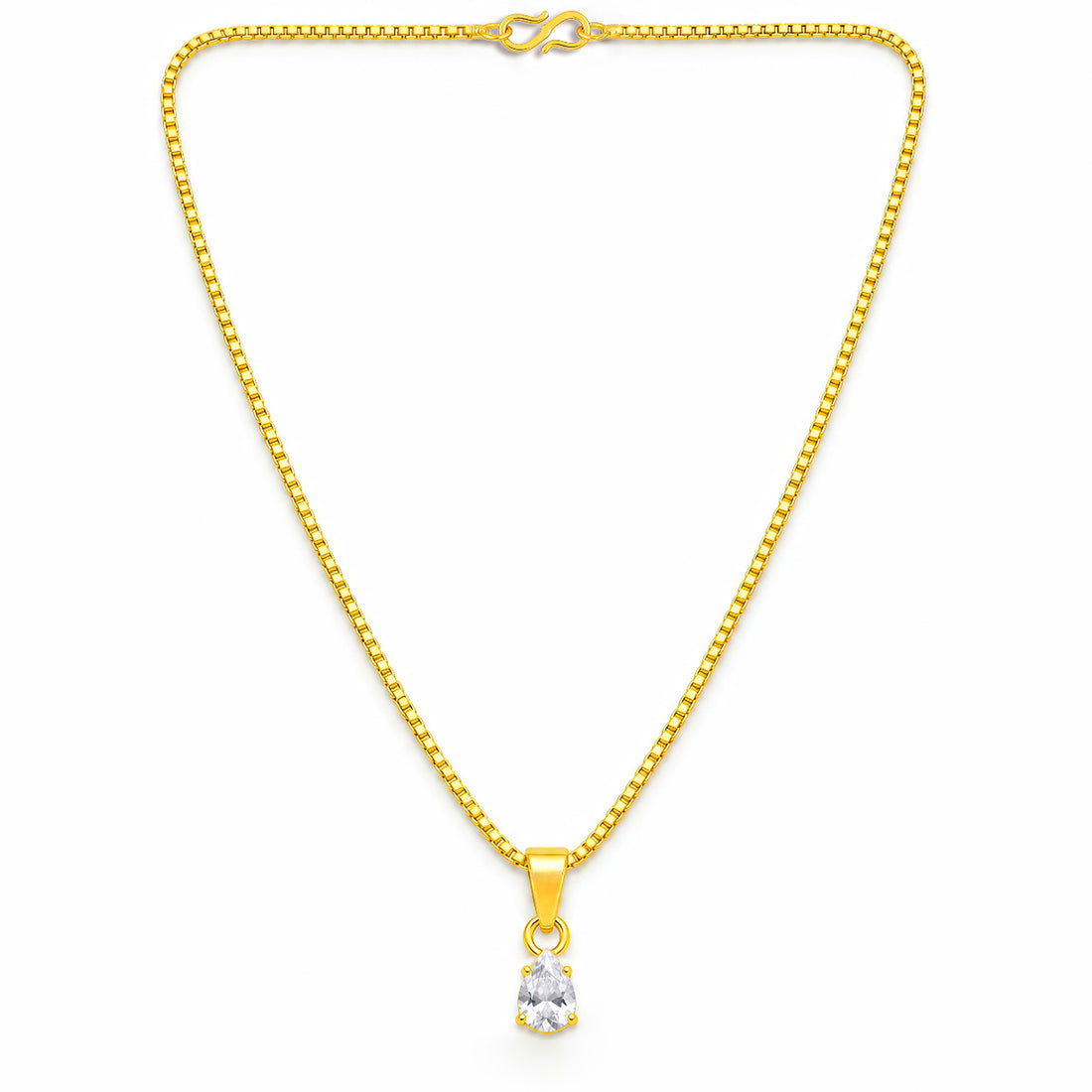 PRAO Necklace Anti-Tarnish Pear Crystal Pendant