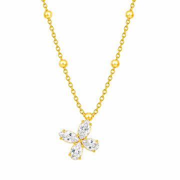PRAO Necklace Anti-Tarnish Crystal Butterfly Pendant