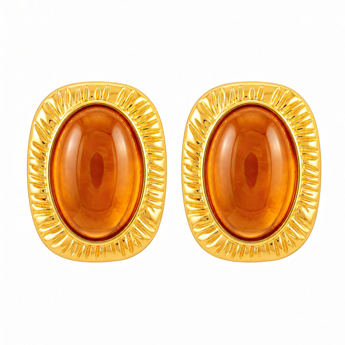 PRAO Earrings Anti-Tarnish Amber Resin Studs