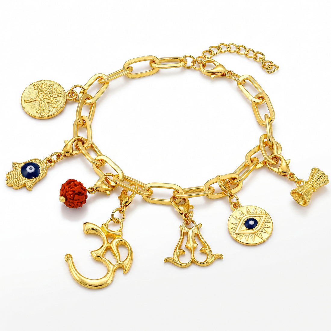 PRAO Bracelet Anti-Tarnish  Gold Plated Divine Charms (Adjustable Size)