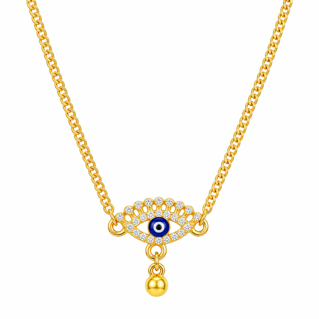 PRAO Necklace Anti-Tarnish Gold Plated Evil Eye Charm