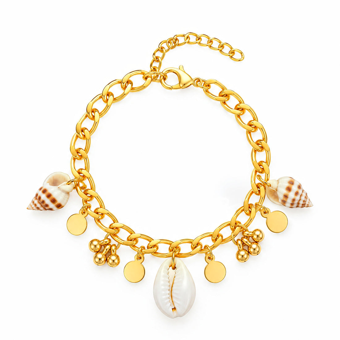 PRAO Bracelet Anti-Tarnish Seashell Disc Charm (Adjustable Size)