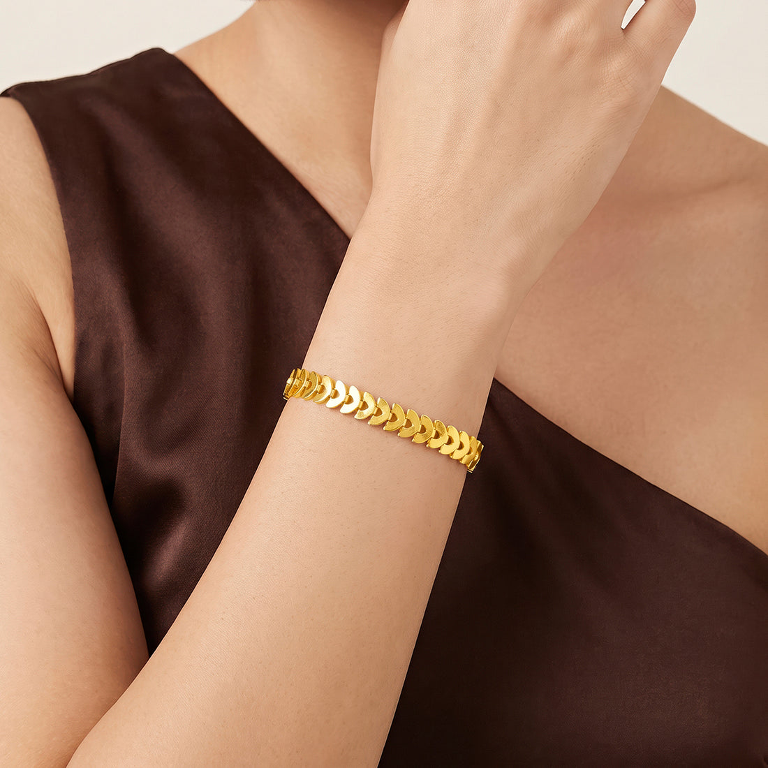 PRAO Bracelet Anti-Tarnish Chevron Scale Chain (Adjustable Size)