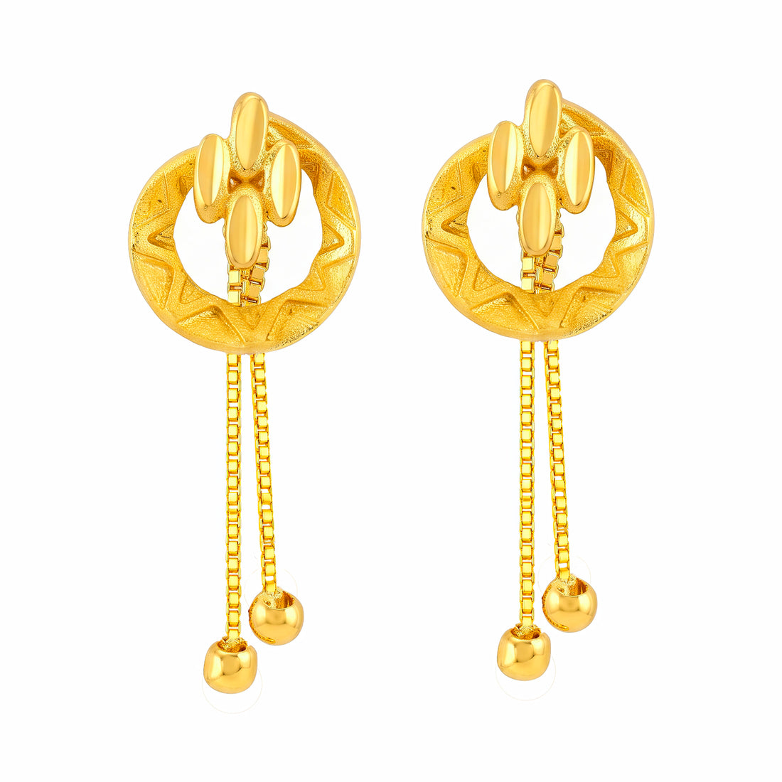 PRAO Earrings Anti-Tarnish Leaf Chain Bead Dangle