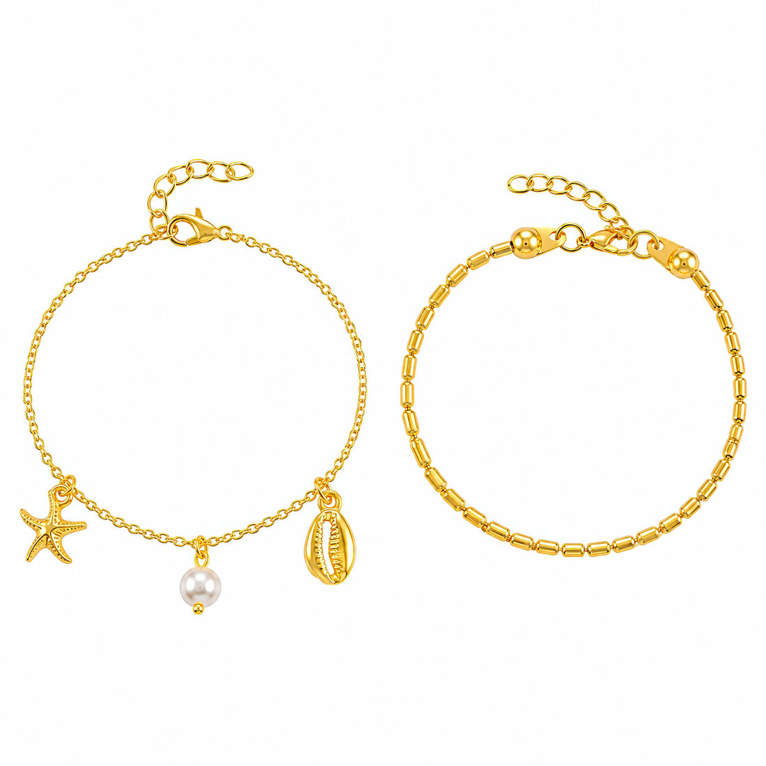 PRAO 2 Bracelet Anti-Tarnish Ocean Charm Set (Adjustable Size)