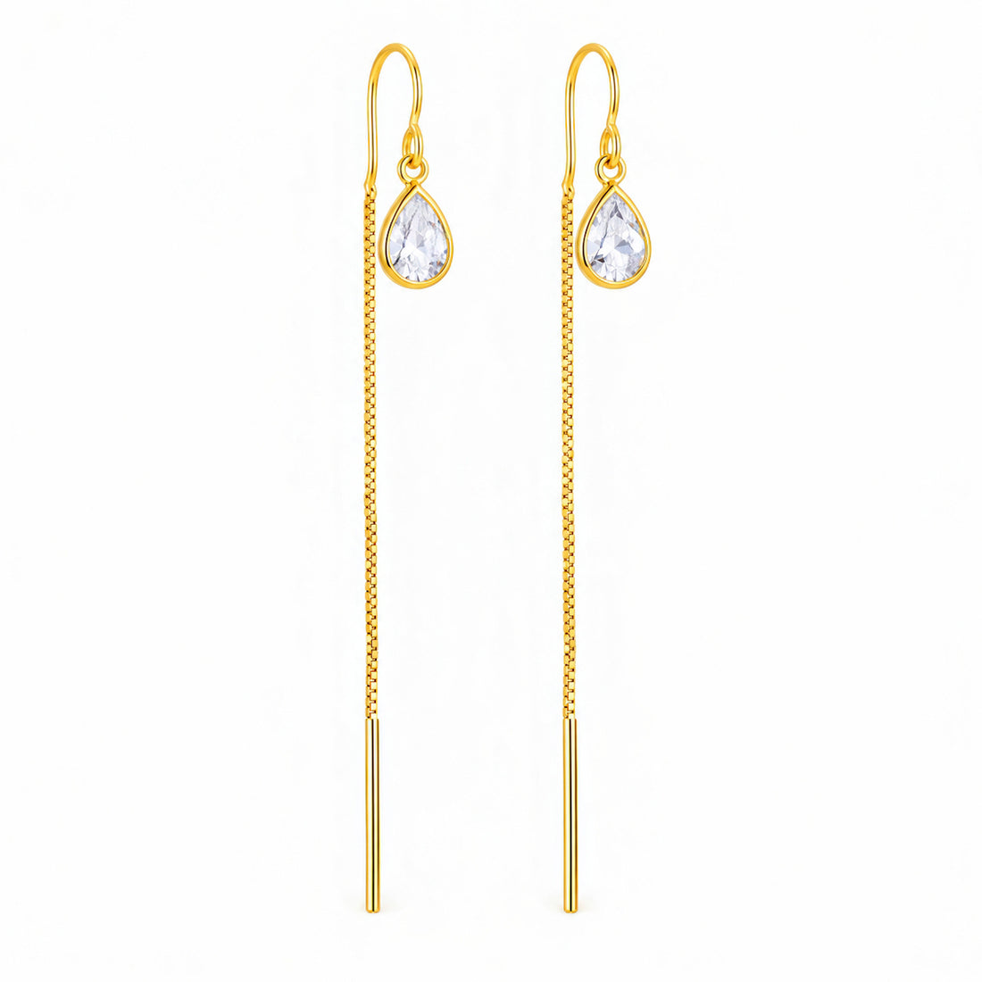 PRAO Earrings Anti-Tarnish Teardrop Crystal Threader