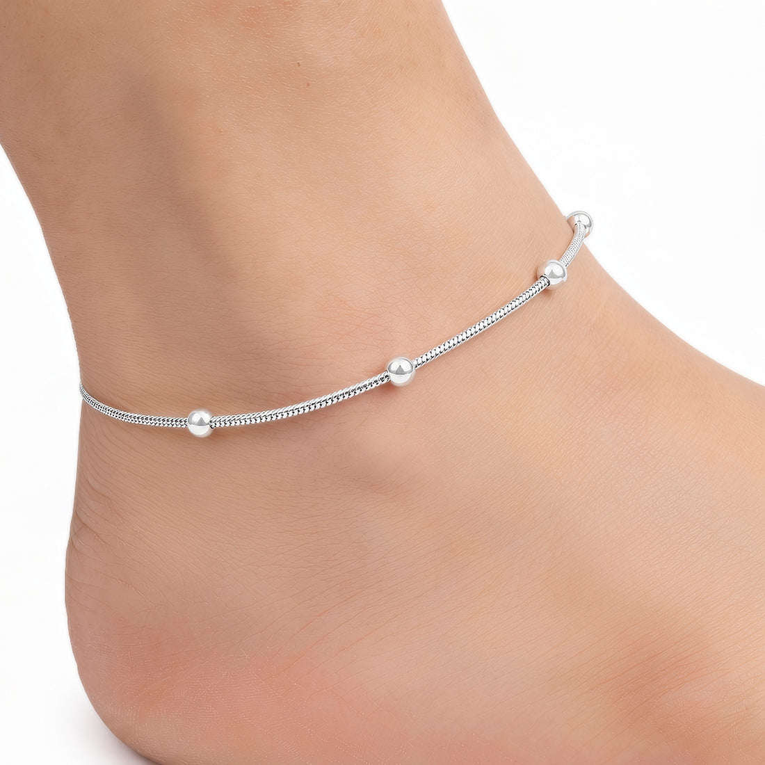 PRAO Anklet Anti-Tarnish Snake Chain Bead Ghungroo