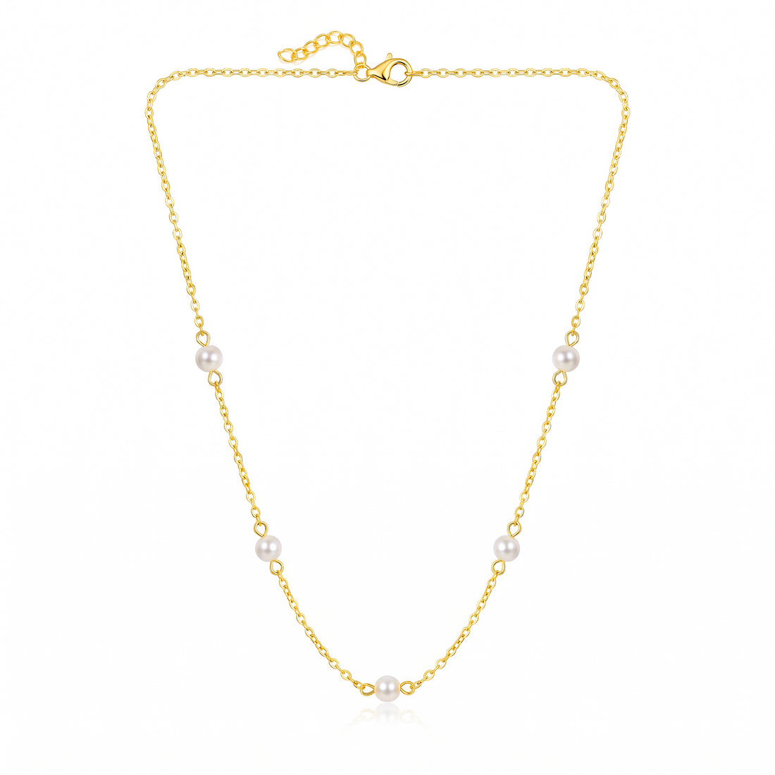 PRAO Necklace Anti-Tarnish Gold Plated Pearl Chain