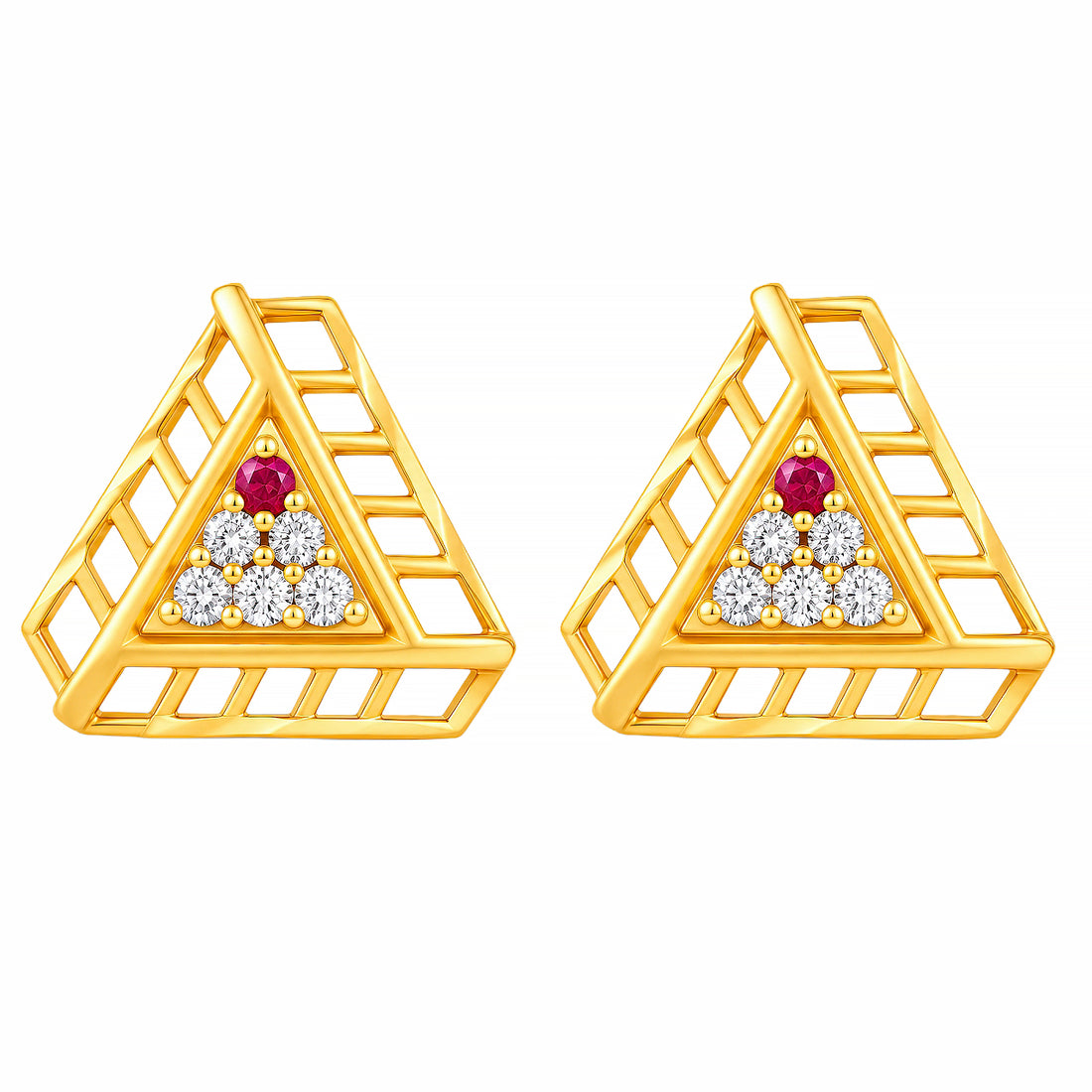 PRAO Earrings Anti-Tarnish Geometric Triangle Crystal Stud