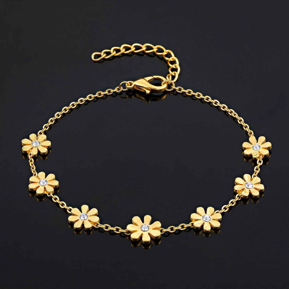 PRAO Bracelet Anti-Tarnish Daisy Crystal (Adjustable Size)