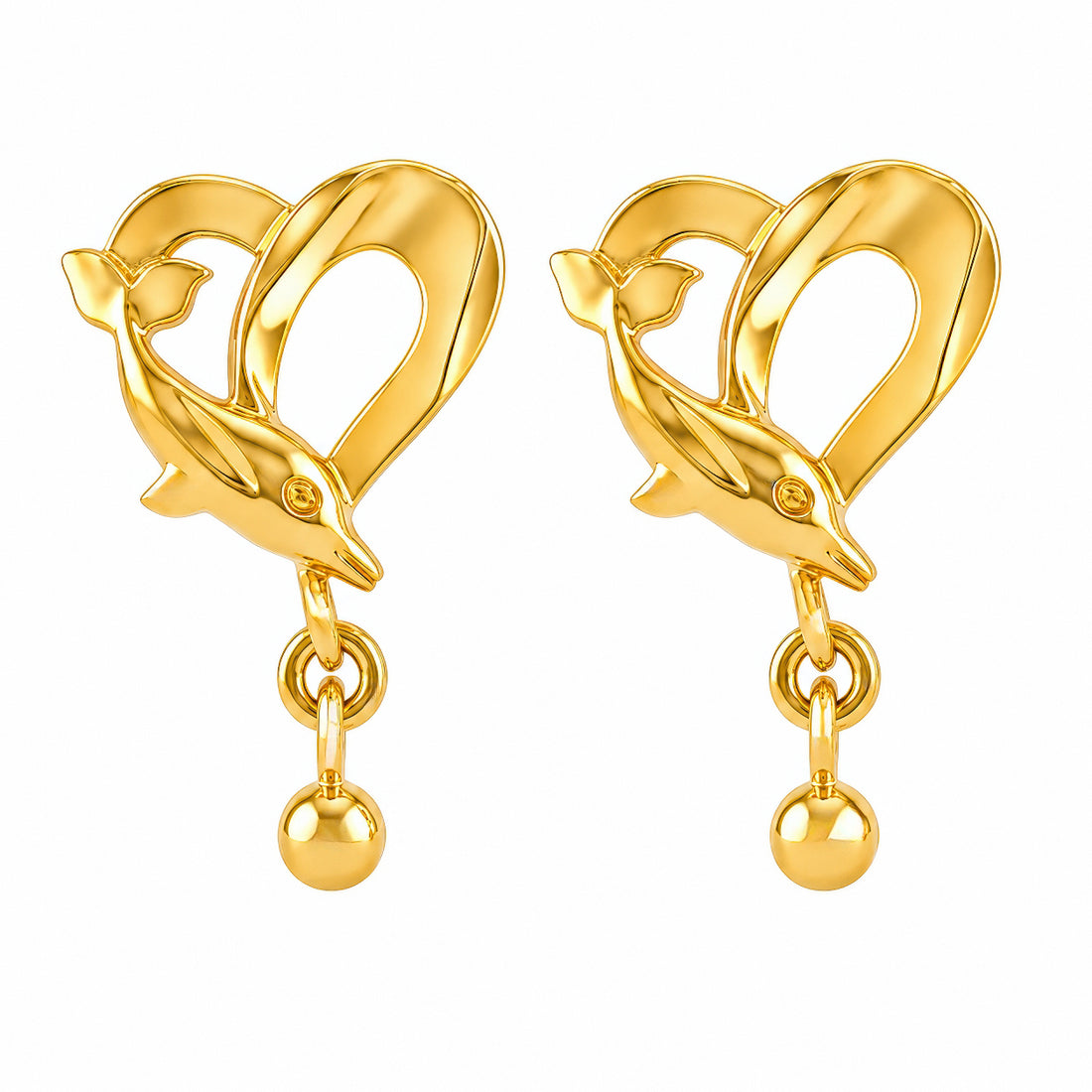PRAO Earrings Anti-Tarnish Dolphin Heart