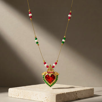 PRAO Necklace Anti-Tarnish Traditional Sacred Heart Pendant