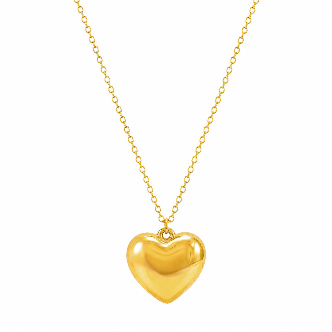 PRAO Necklace Anti-Tarnish Puffy Heart Chain