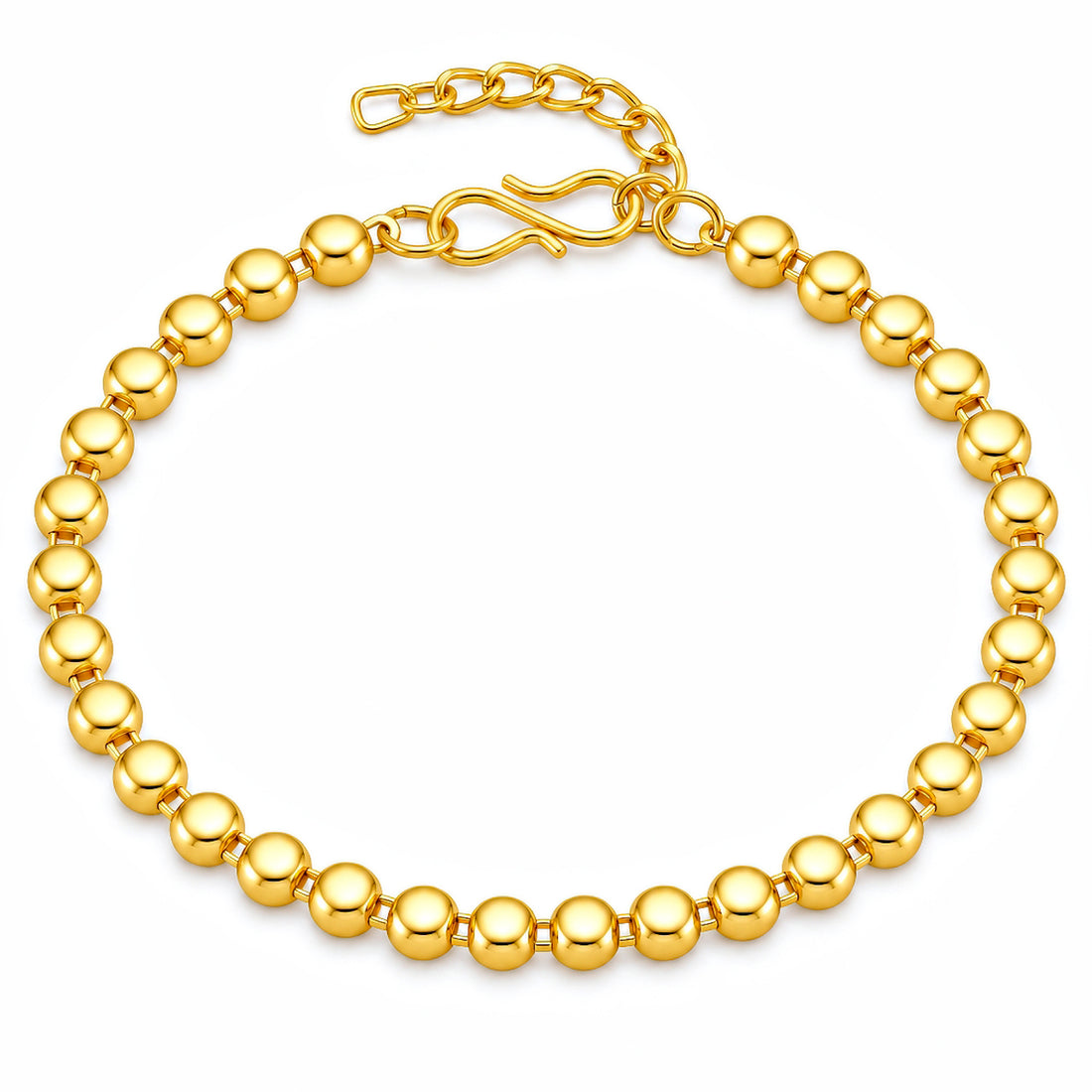 PRAO Bracelet Anti-Tarnish Classic Gold Tablet Chain (Adjustable Size)
