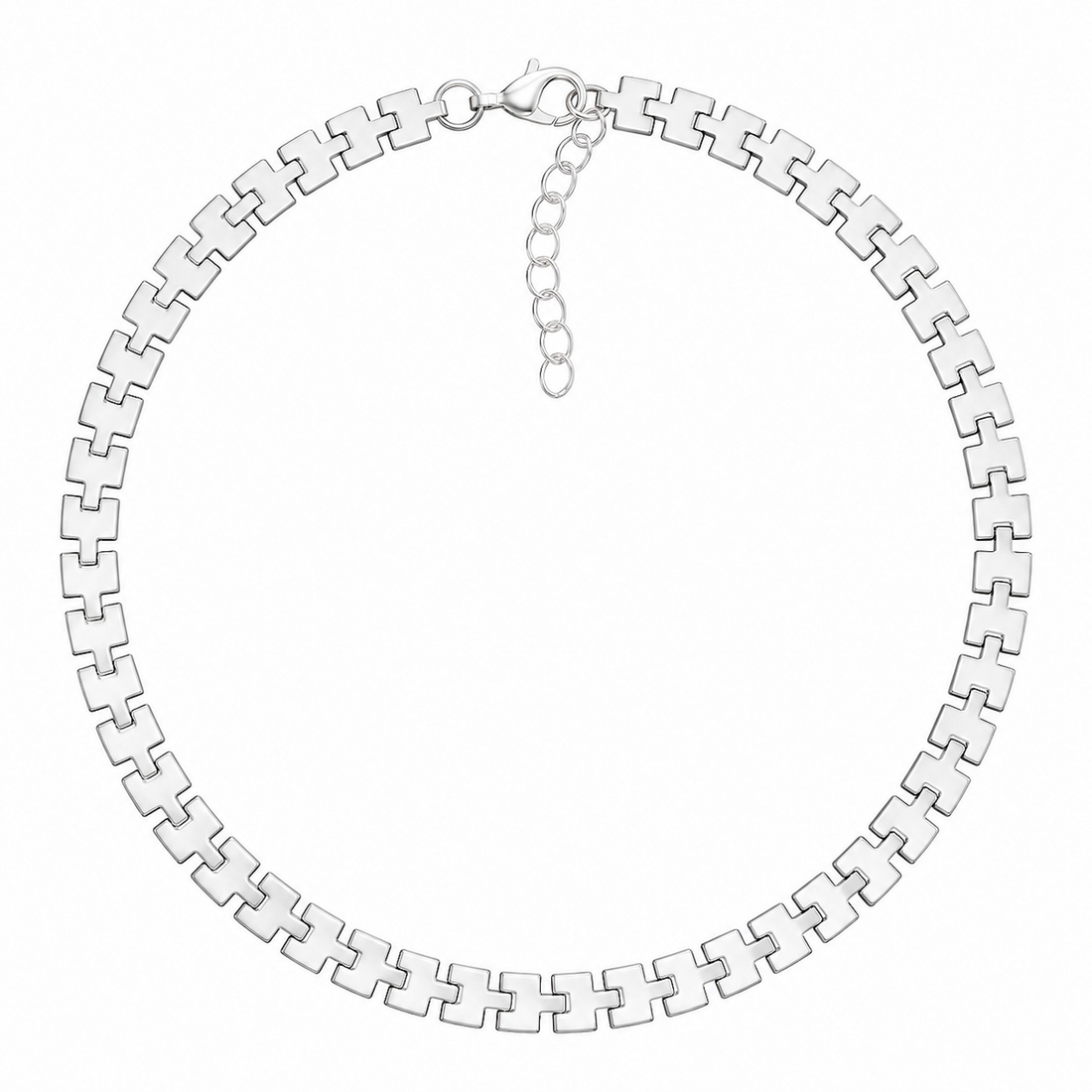PRAO Bracelet Anti-Tarnish Geometric Square Link Chain (Adjustable Size)