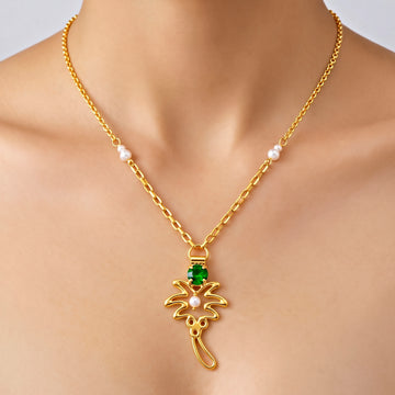 PRAO Necklace Anti-Tarnish Gold Plated chain Pendant Set