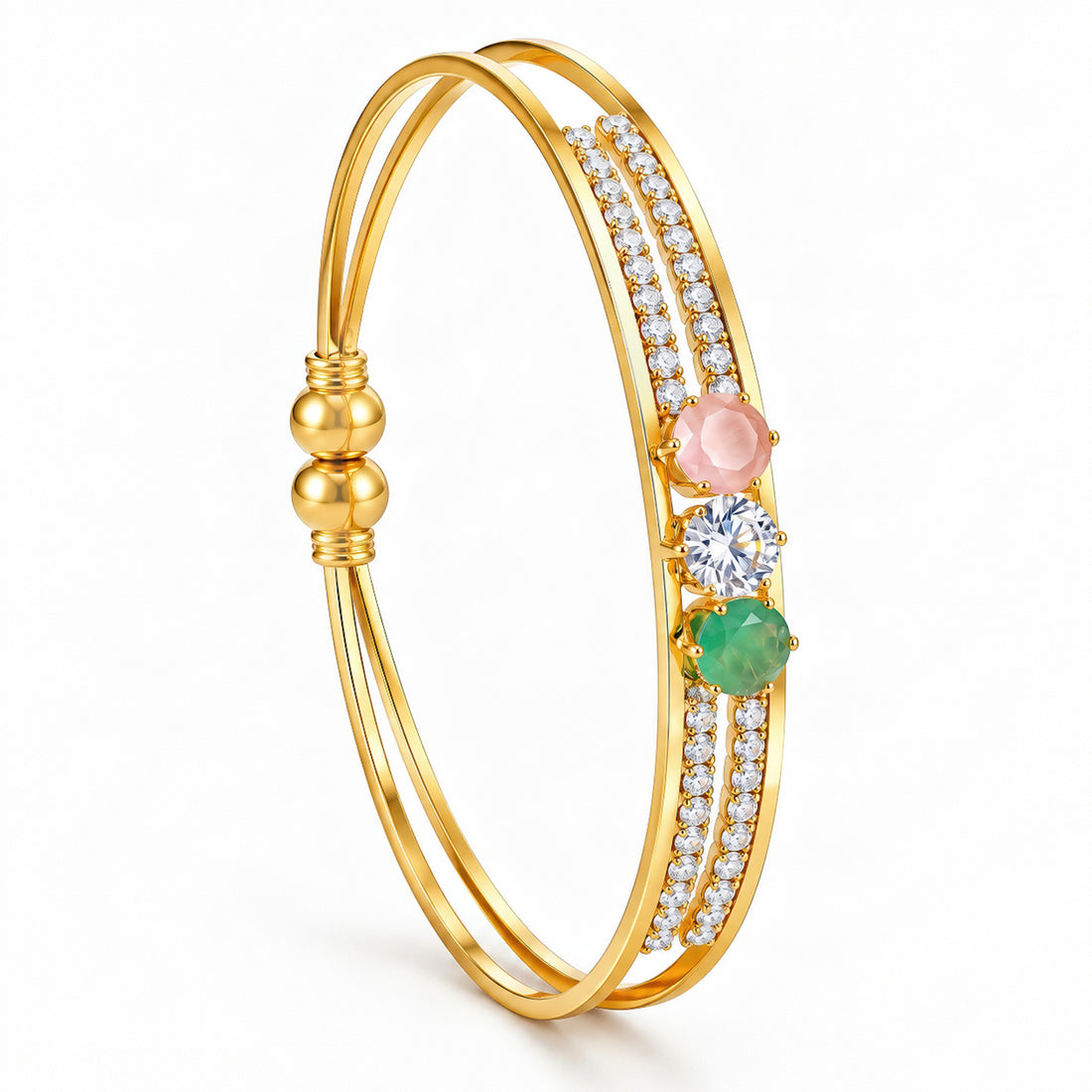 PRAO Bracelet Anti-Tarnish Multicolor Crystal Cuff (Adjustable Size)