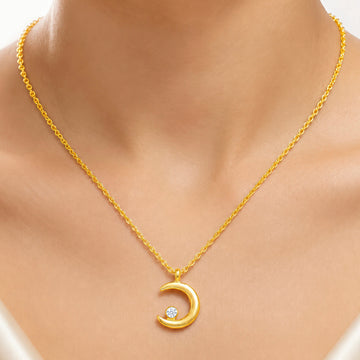 PRAO Necklace Anti-Tarnish Gold Plated Crescent Moon