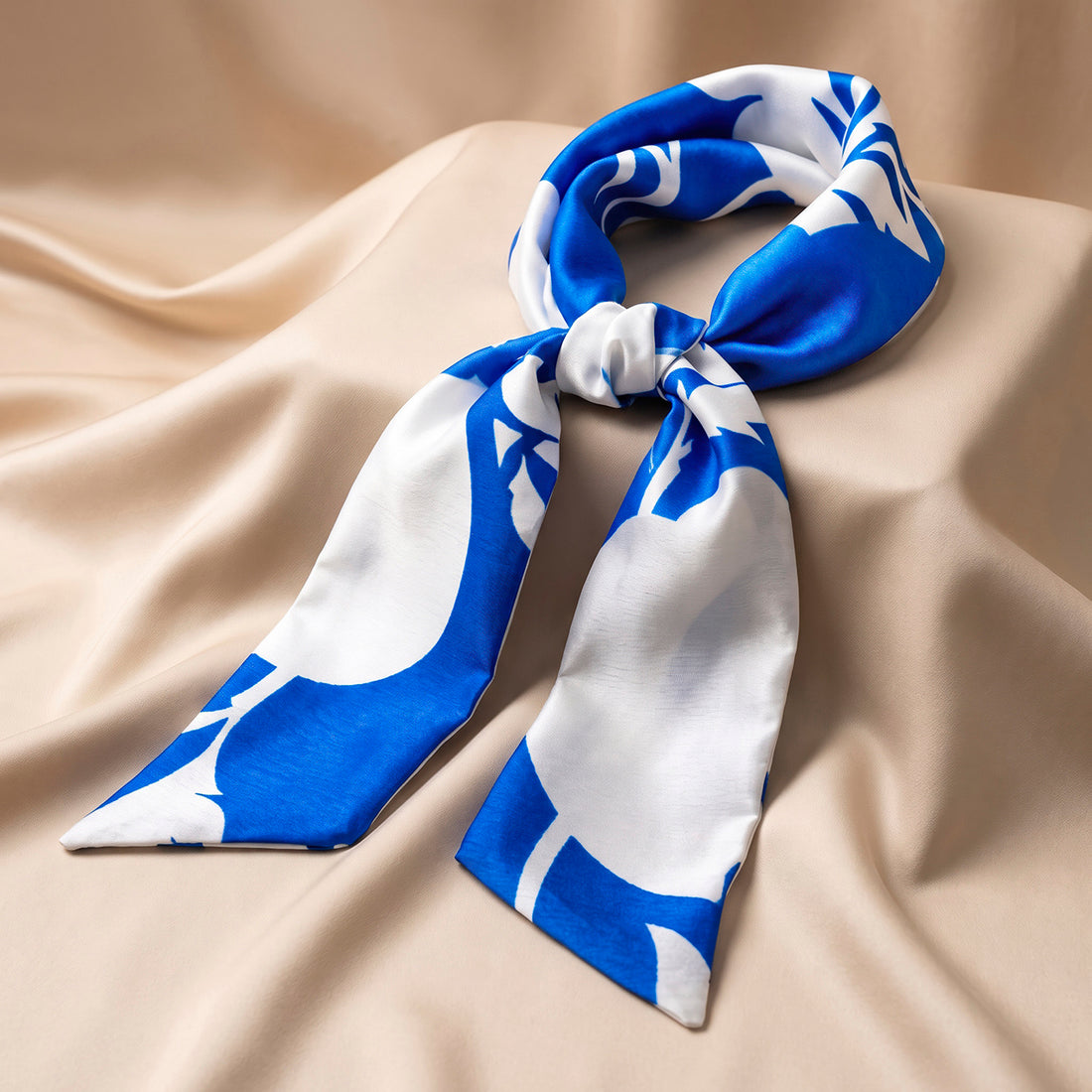 PRAO Scarf Necklace Anti-Tarnish Blue White Chain
