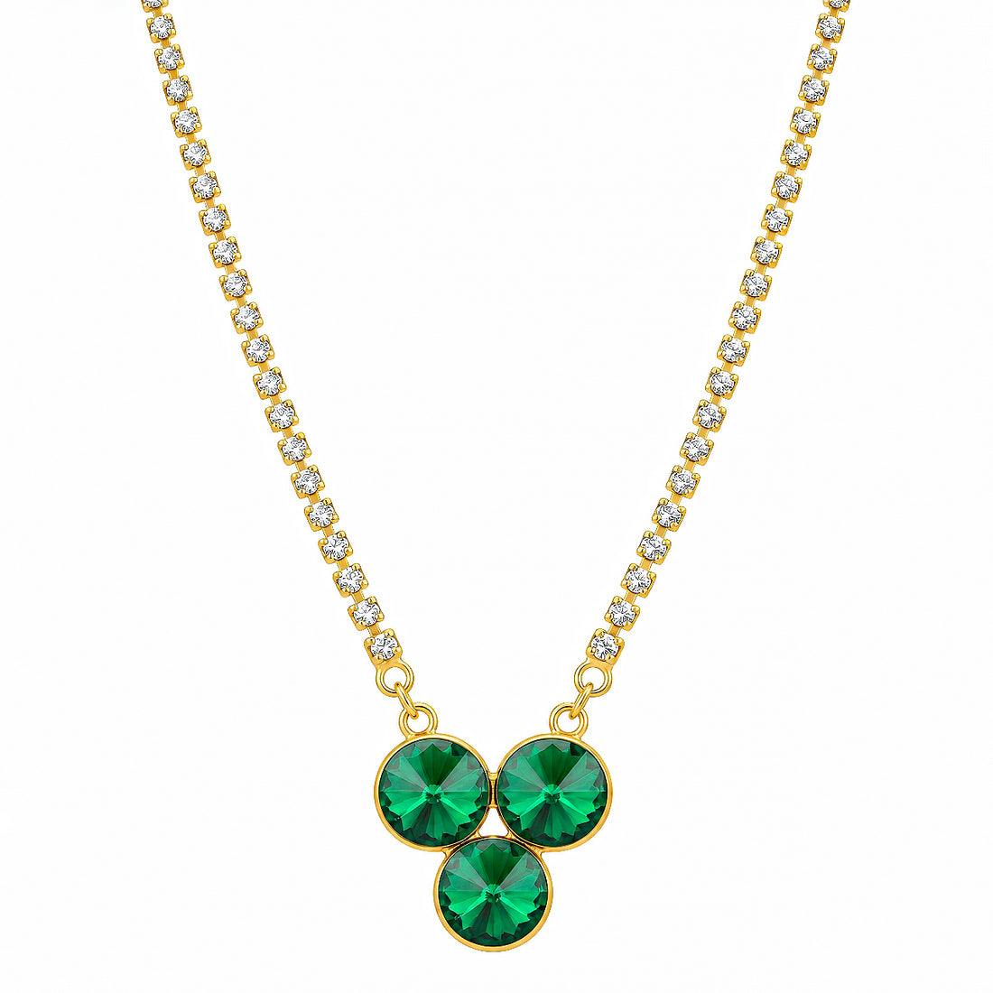 PRAO Necklace Anti-Tarnish Club-Shaped Crystal Pendant