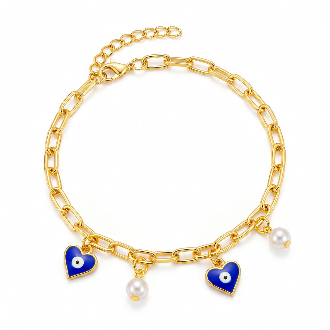 PRAO Bracelet Anti-Tarnish Evil Eye Pearl Chain (Adjustable Size)