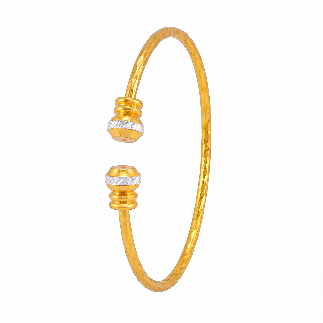 PRAO Bracelet Anti-Tarnish Diamond Cut Open Bangle (Adjustable Size)
