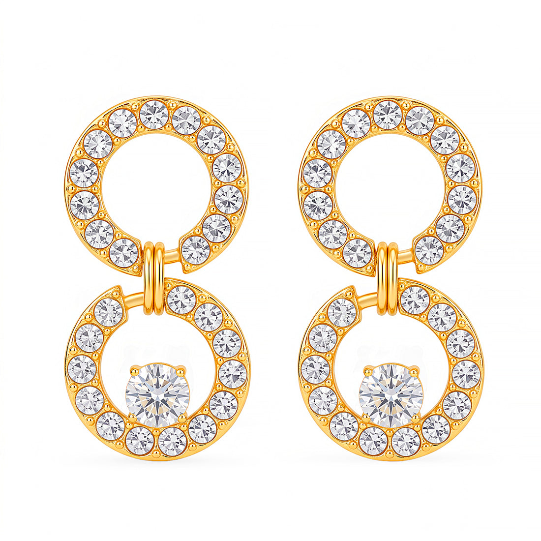 PRAO Earrings Anti-Tarnish Studded Circle Danglers