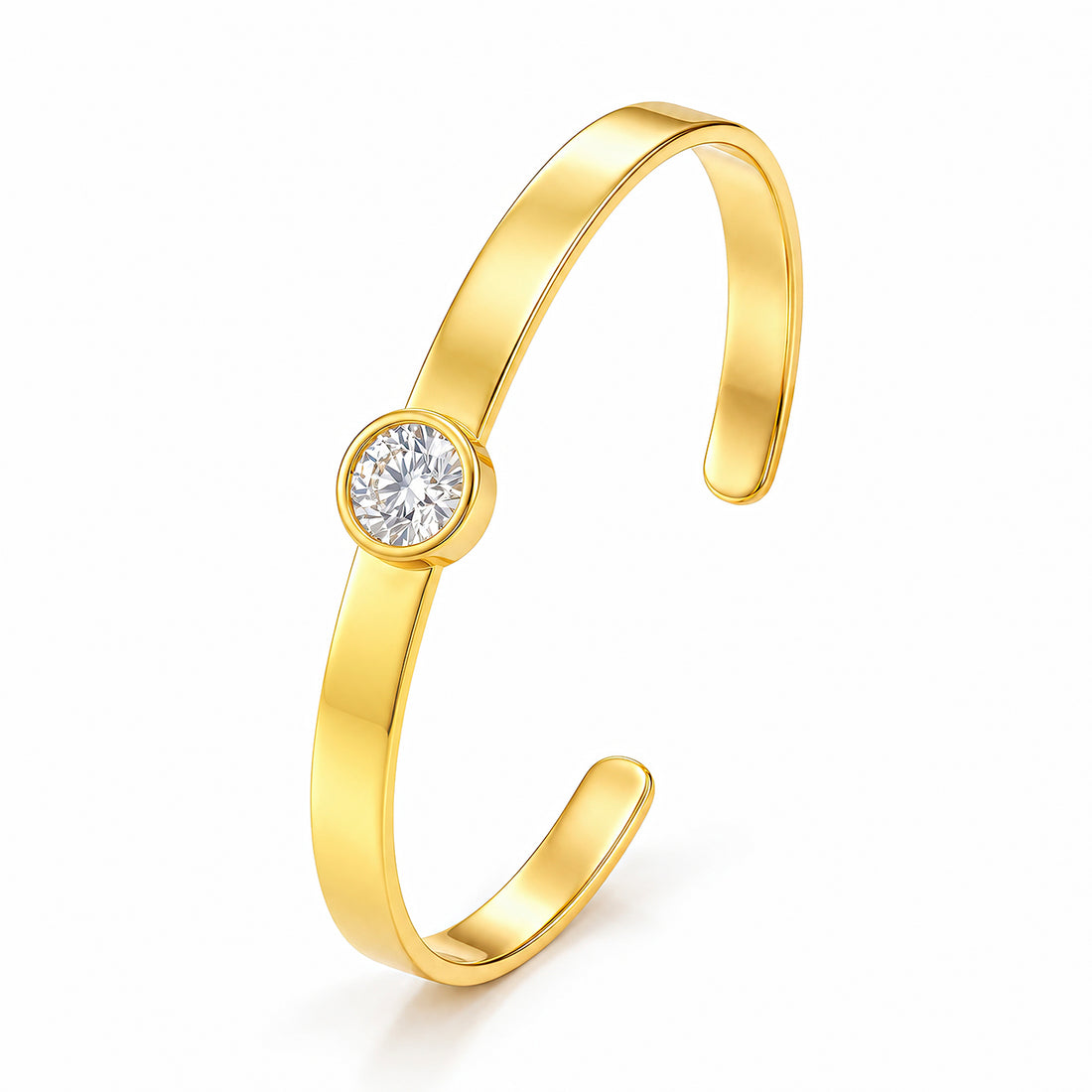PRAO Bracelet Anti-Tarnish Round Crystal Open Cuff (Adjustable Size)