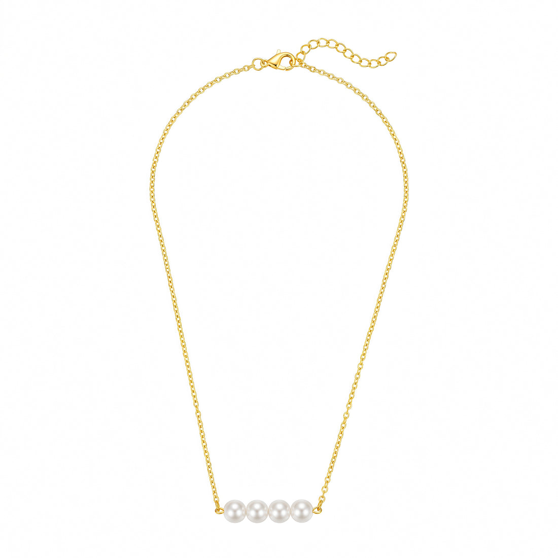 PRAO Necklace Anti-Tarnish Gold Plated Pearls Set