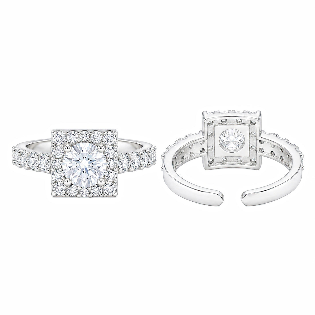 PRAO Ring Anti-Tarnish Square Crystal Statement (Adjustable Size)