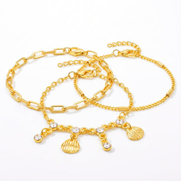 PRAO 3 Bracelet COMBO Anti-Tarnish Gold Plated Charms (Adjustable Size)