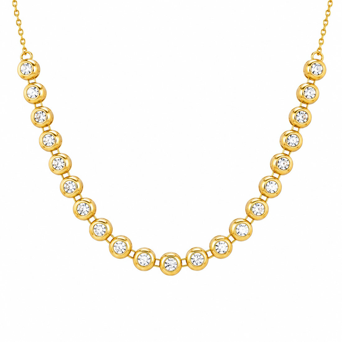 PRAO Necklace Anti-Tarnish Gold Plated American Diamonds
