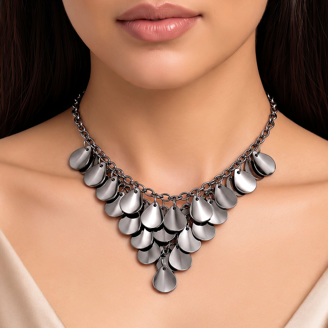 PRAO Necklace Anti-Tarnish Drop Charm Statement Set